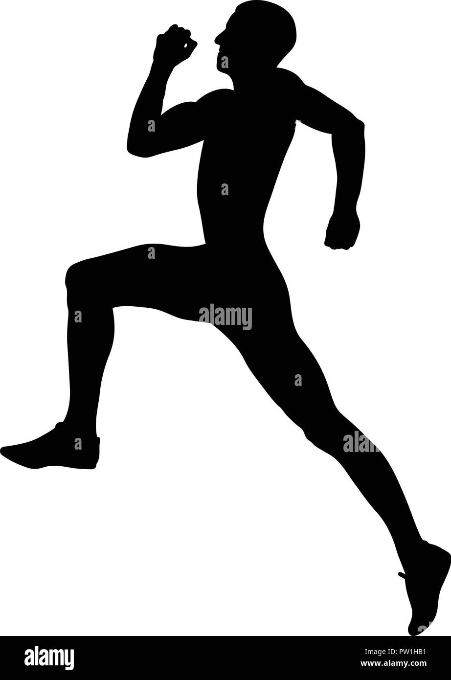 Explosive long jump Jumper Athlet schwarze Silhouette Stock Vektor
