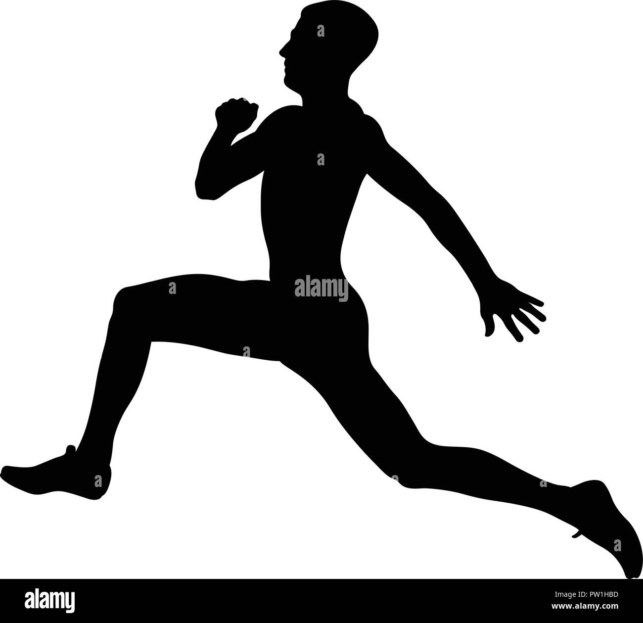 Dynamische weitsprung Athlet Jumper schwarze Silhouette Stock Vektor