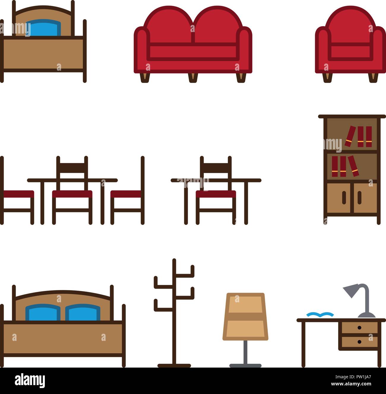 Wohnzimmer und Schlafzimmer Farbe Stock Vektor
