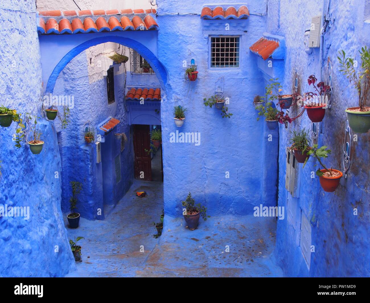Blaue Häuser in Fes Stockfoto