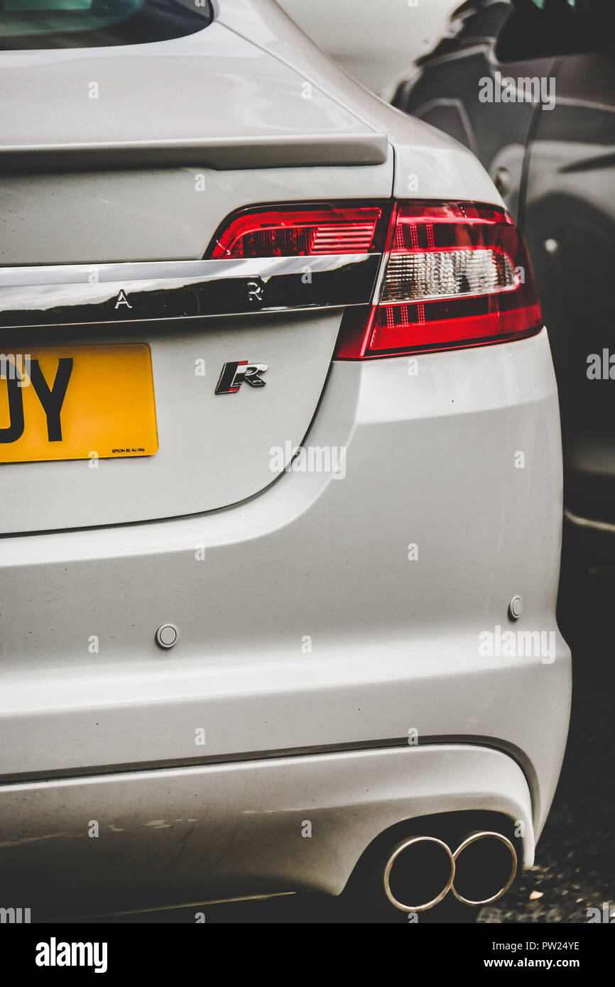 Die Rückleuchte von einem Jaguar XFR Stockfoto