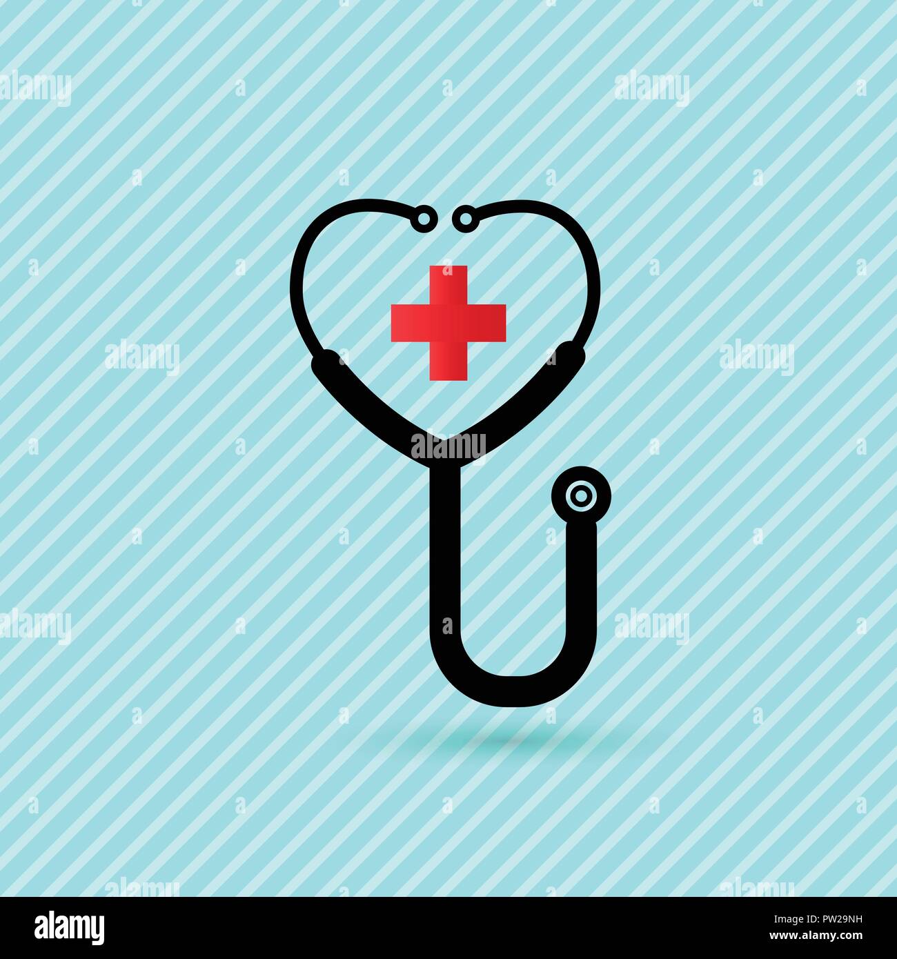 Stethoskop flachbild Symbol und ist auf Gesundheitsvorsorge und ärztliche Kategorie verknüpft. Vector Illustration Stock Vektor