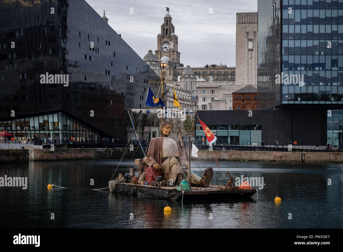 Oktober, 2018. Liverpool, Großbritannien. Zum letzten Mal irgendwo in der Welt Die "Riesen" auf den Straßen von Liverpool als Teil der "Liverpool's Dream'. Stockfoto