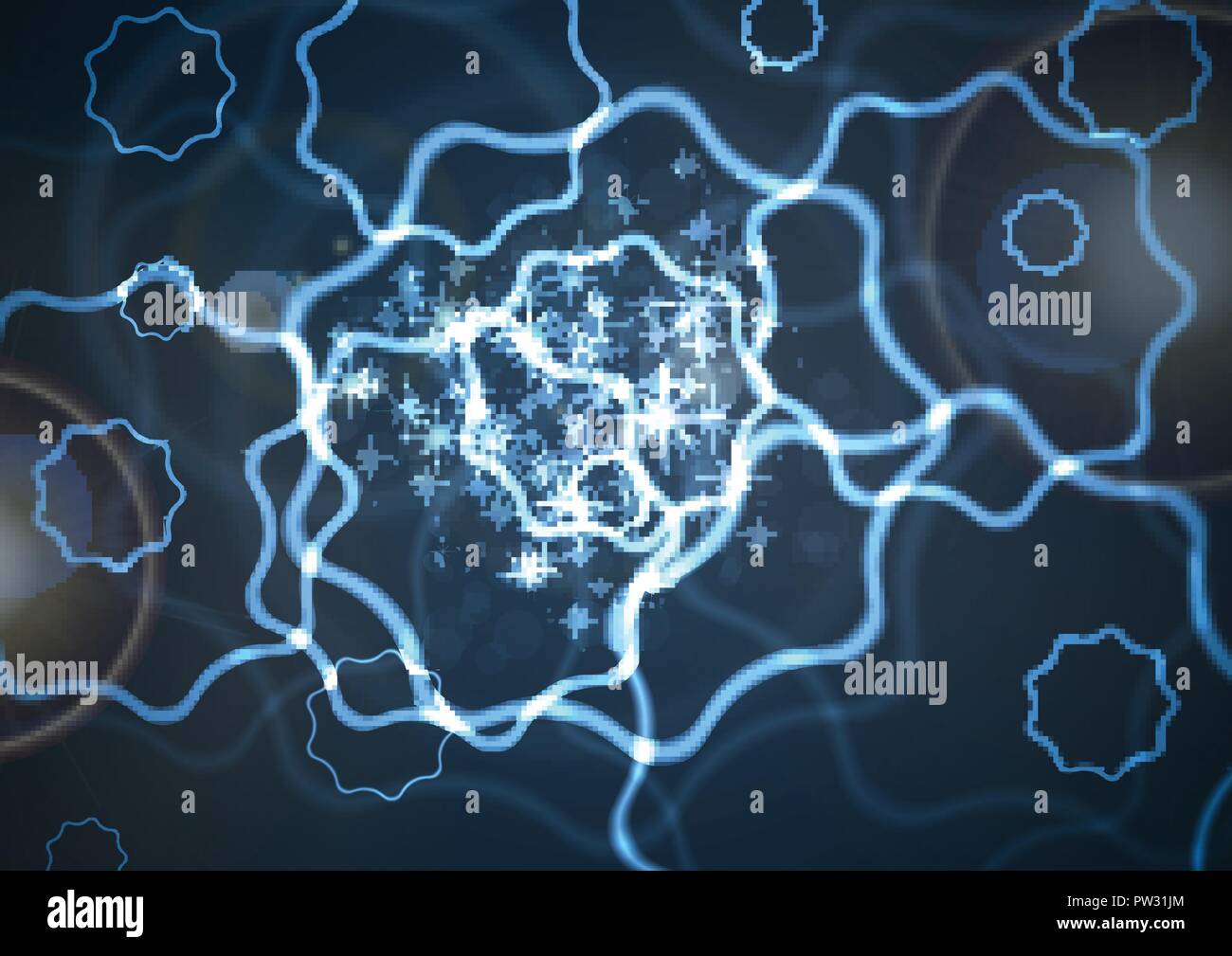 Glühende gekrümmte Wellenlinie Formen abstrakt Hintergrund. Blue neon vektor design Stock Vektor