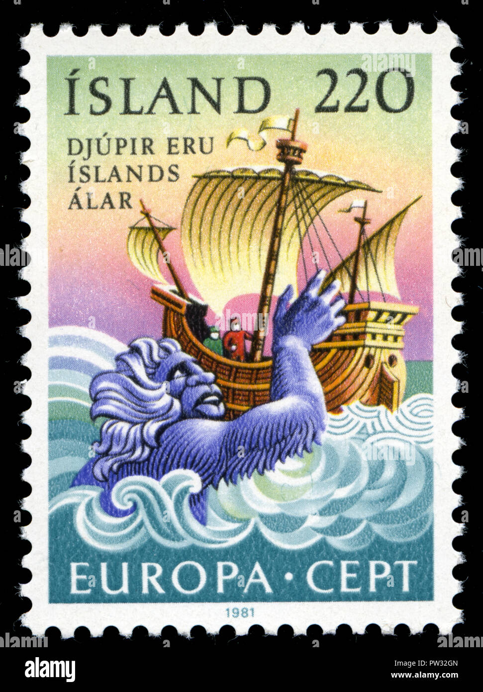 Poststempel Stempel aus Island in der EUROPA/C.E.P.T.: Folklore und Feste in der Serie 1981 Stockfoto
