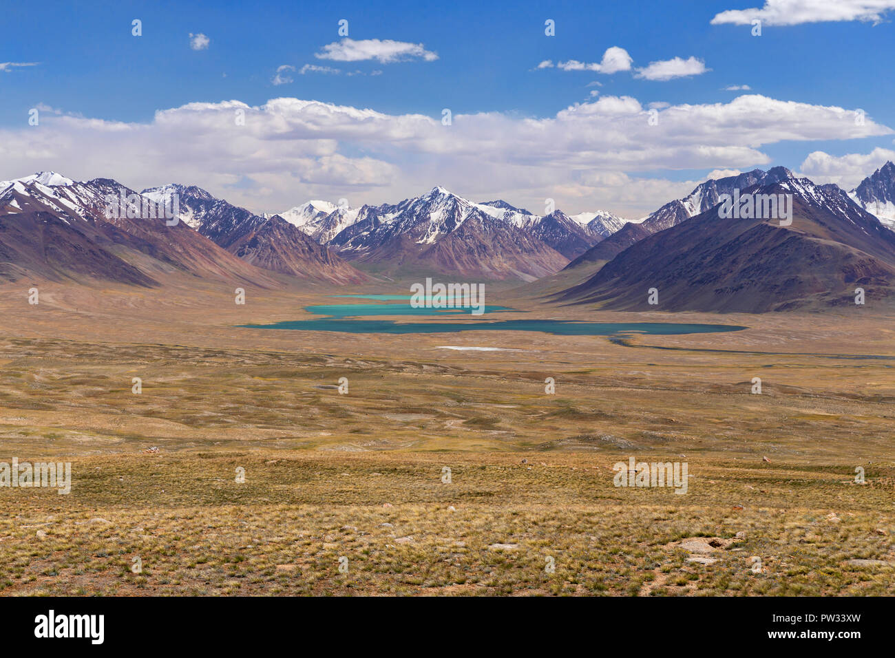 Afghanische große Pamir mit Eiszeitlich-fed-Seen, Zorkul Naturschutzgebiet auf Trek von Keng Shiber Kara Jilga, Pamir, Tadschikistan Stockfoto