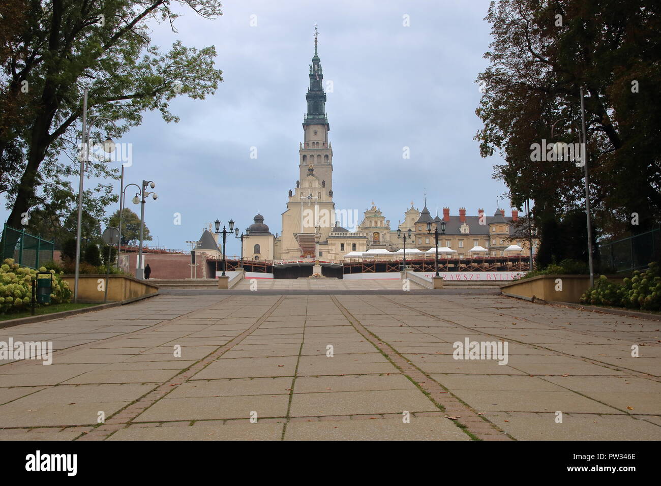 Blick auf das Kloster Jasna Gora in Czestochowa, Polen, berühmter Wallfahrtsort des Katholizismus. Stockfoto