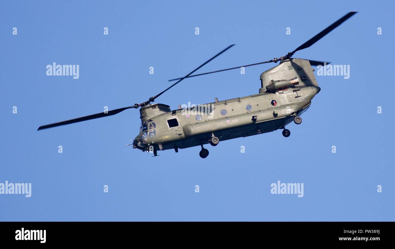 RAF Chinook Display Team durchführen am Bournemouth Air Festival 2018 Stockfoto