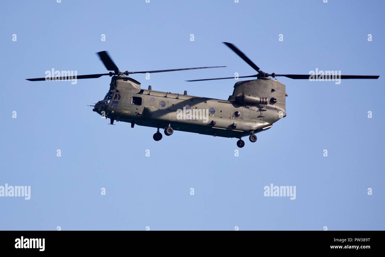 RAF Chinook Display Team durchführen am Bournemouth Air Festival 2018 Stockfoto