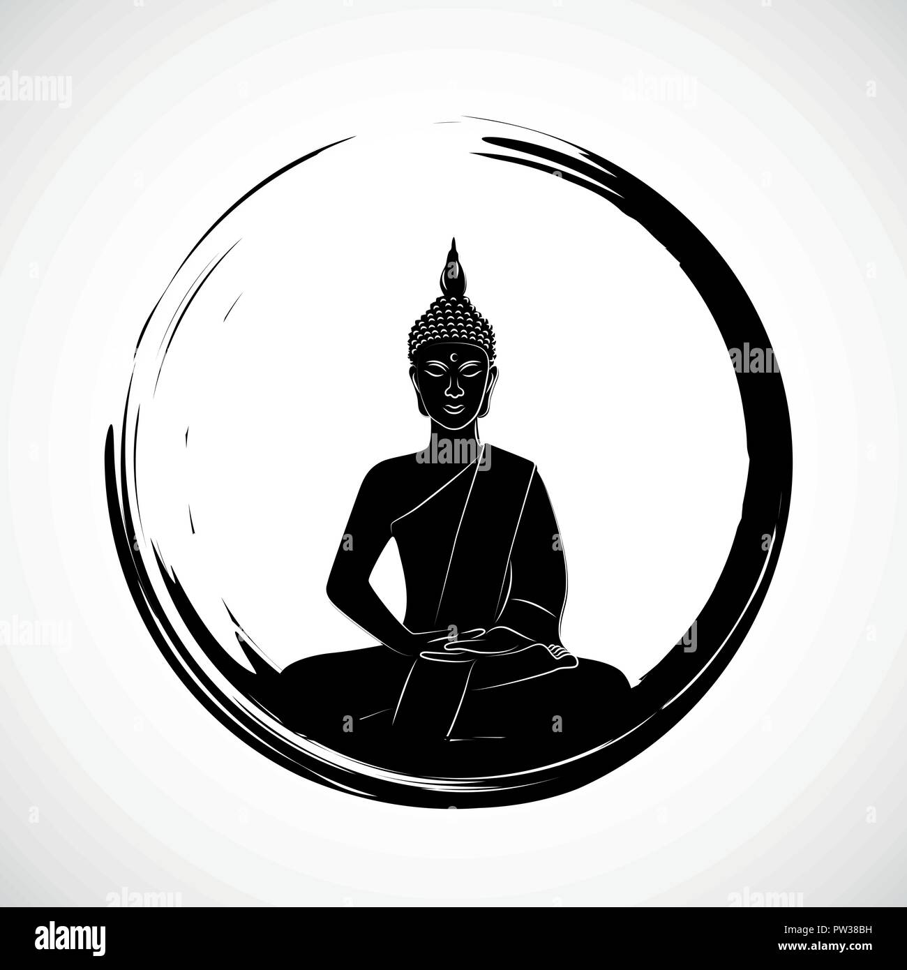 Zen Kreis mit Meditation Buddha silhouette Vektor-illustration EPS 10. Stock Vektor