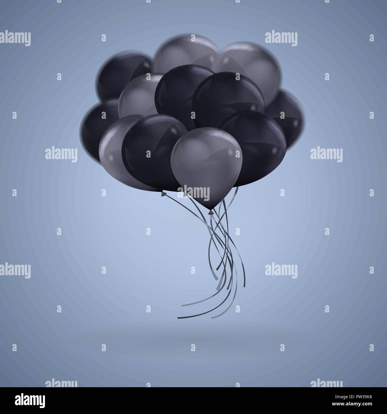 3D realistische Dunkle Farbe Luftballons Vektor-clipart Abbildung Stock Vektor