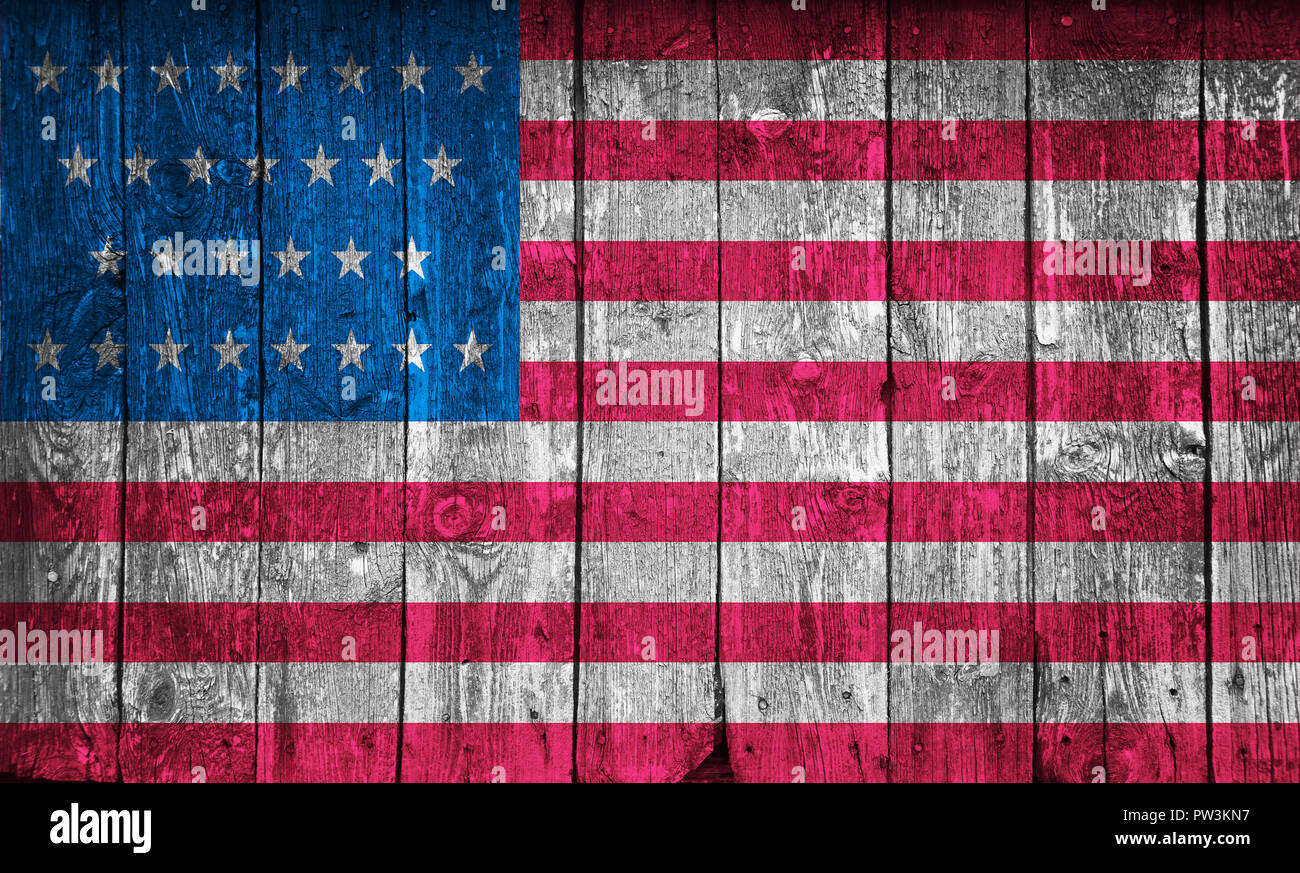 USA-Flagge auf hölzernen Hintergrund gemalt Stockfoto