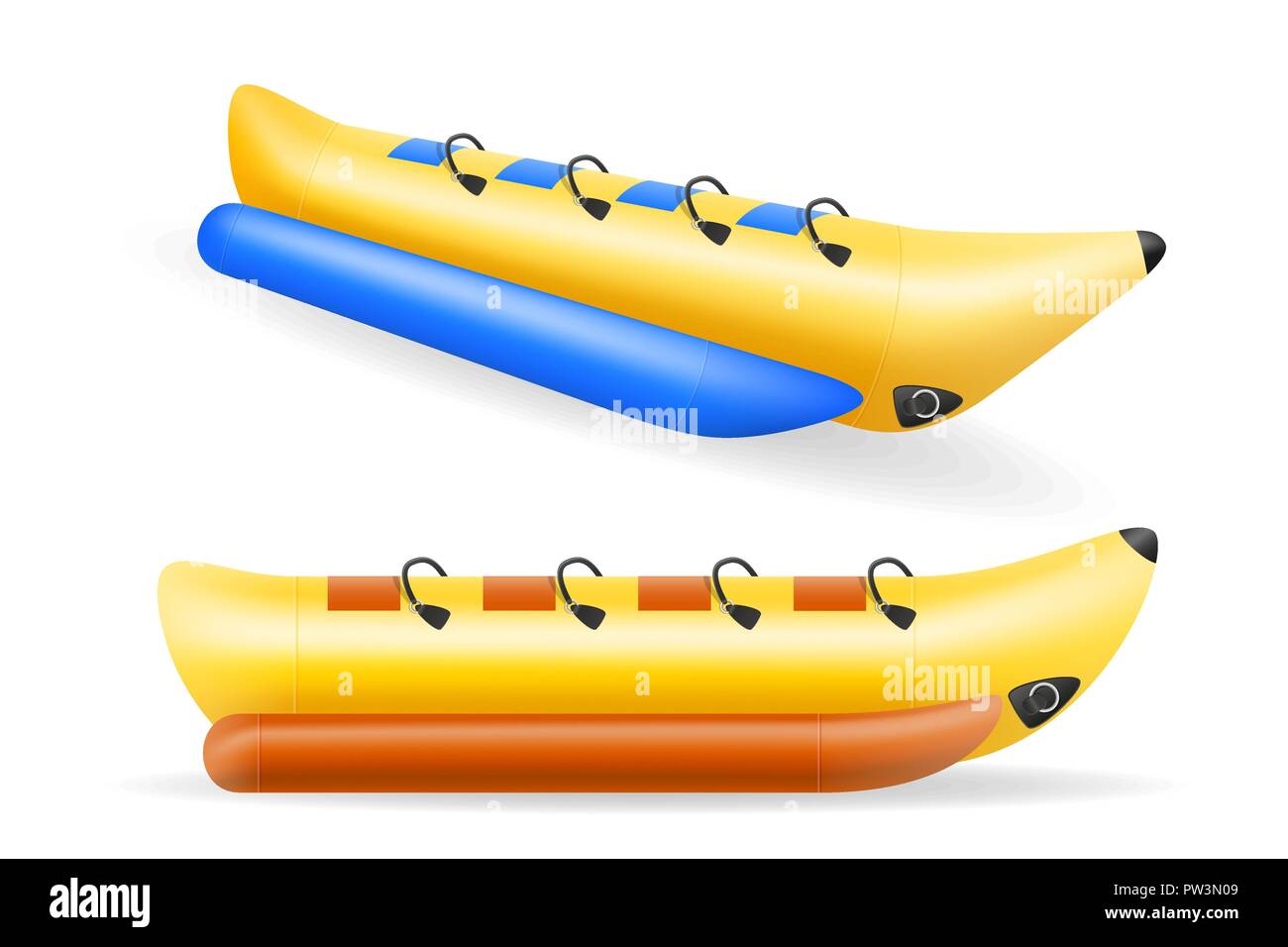 Banane Schlauchboot für Wasser Amusement Vector Illustration auf weißem Hintergrund Stock Vektor