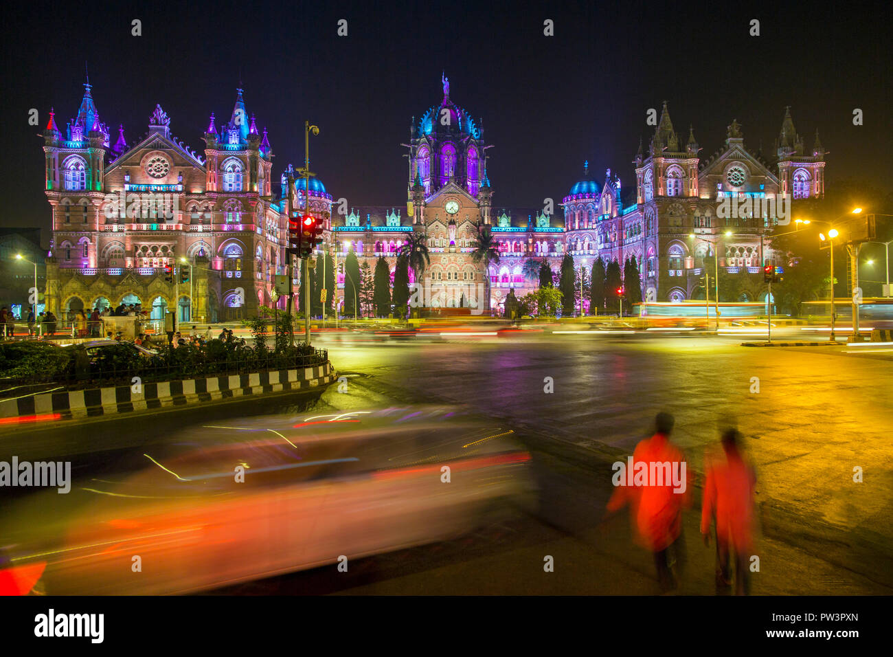 Indien, Mumbai, Maharashtra, Chhatrapati Shivaji Maharaj Terminus Bahnhof (Csmt), (ehemals Victoria Terminus), UNESCO Weltkulturerbe Stockfoto