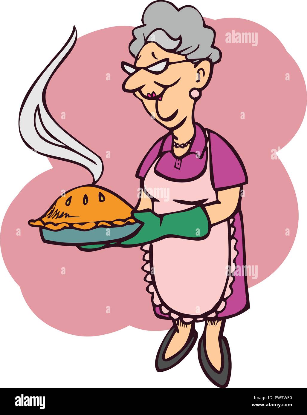 Die Mutter trägt einen Kuchen Cartoon Stock Vektor