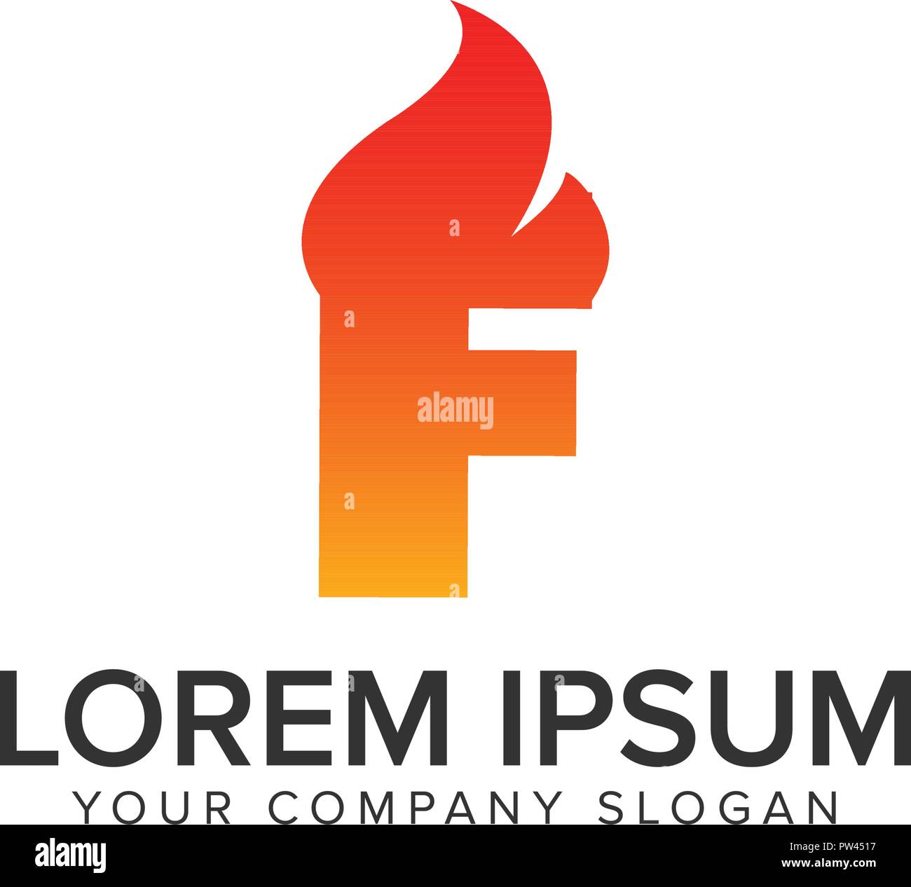 Buchstabe F Zündung Flamme Logo Design Konzept Vorlage. voll editierbar Vektor Stock Vektor