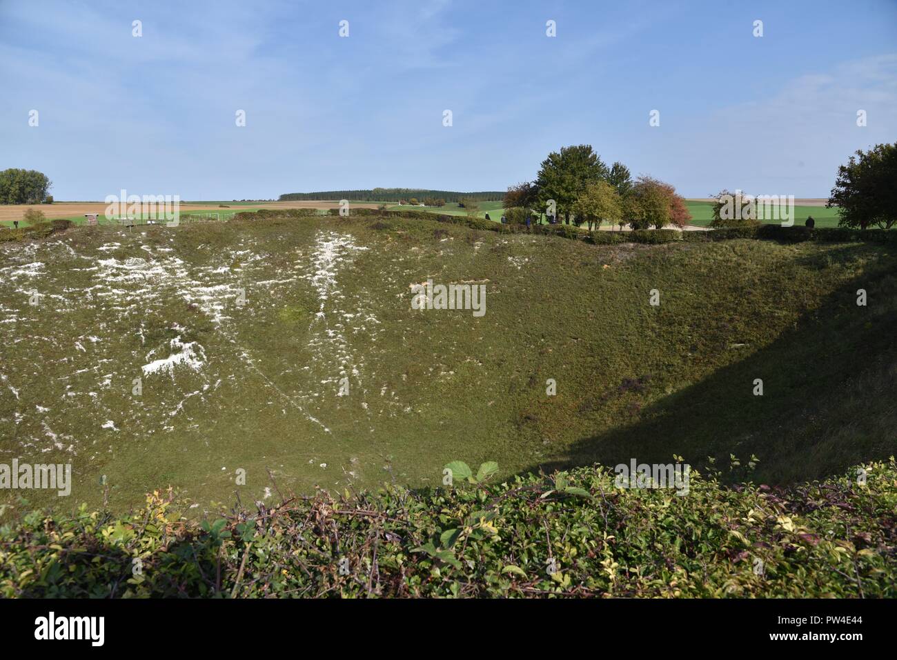 Die lochnagar Mine Krater: der Blick in den Krater in den Nordosten Stockfoto