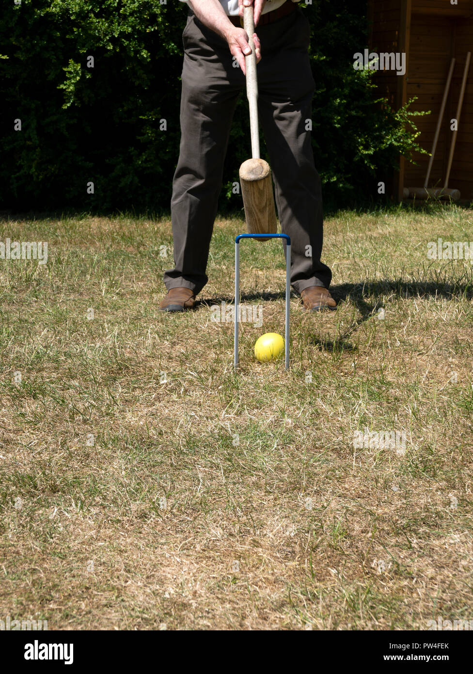 Krocket spielen. England, UK. Stockfoto