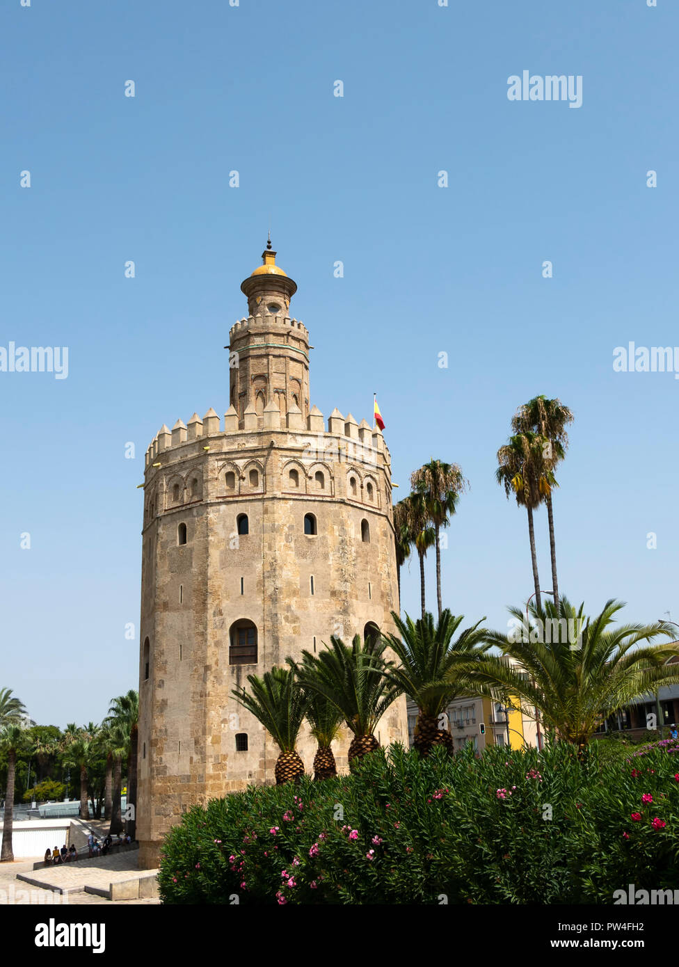 Torre del Oro (Goldener Turm) Sevilla, Andalusien, Spanien. Stockfoto