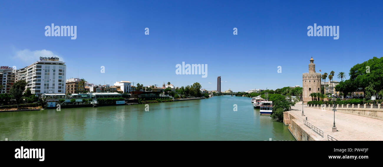 Der Fluss Guadalquivir, Sevilla, Andalusien, Spanien. Stockfoto