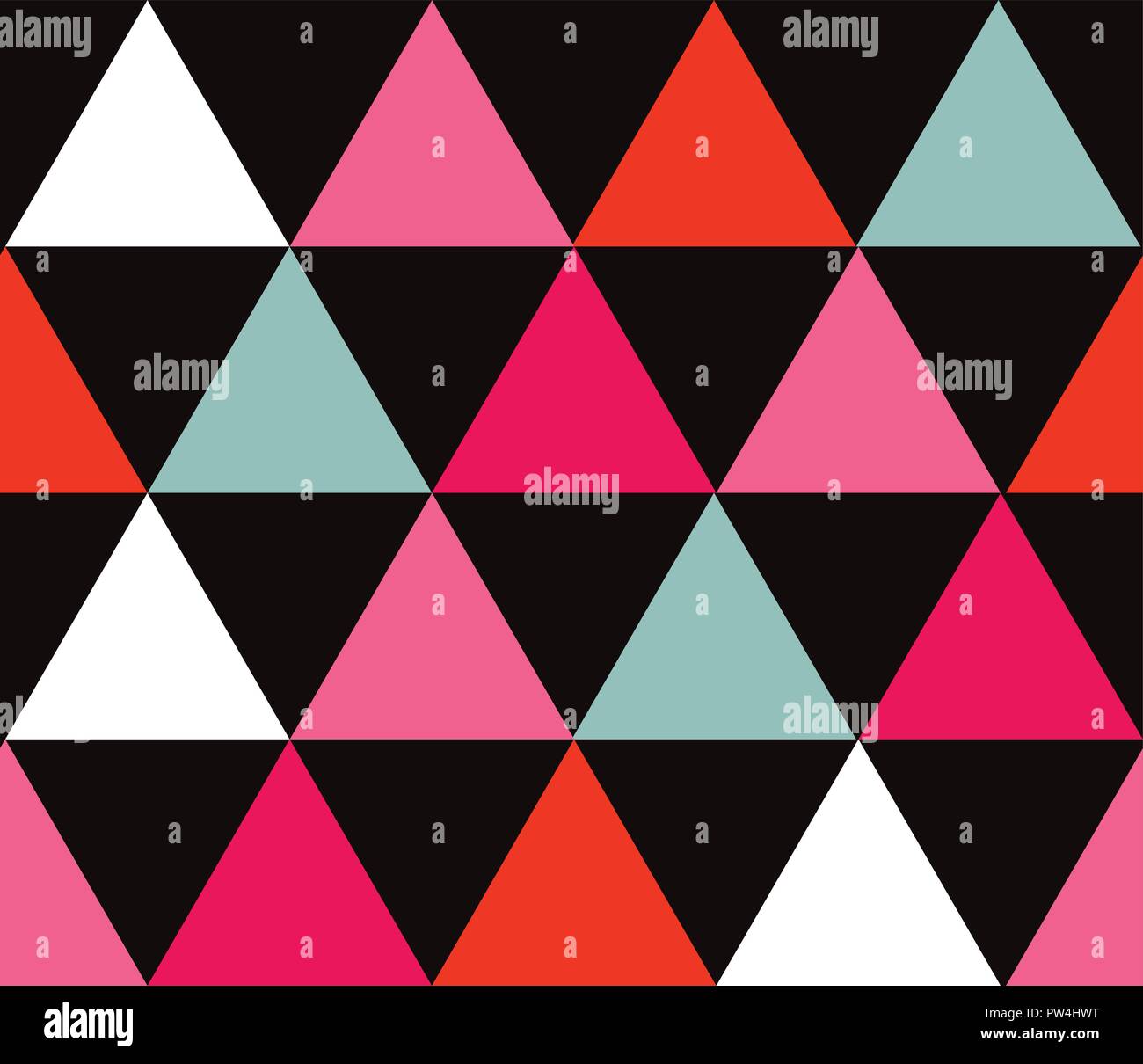 Vektor bunte Dreiecke nahtlose Muster auf weißem Hintergrund. Perfekt für Gewebe, Quilten, Scrapbook Papier, Tapeten und Kunsthandwerk Stock Vektor