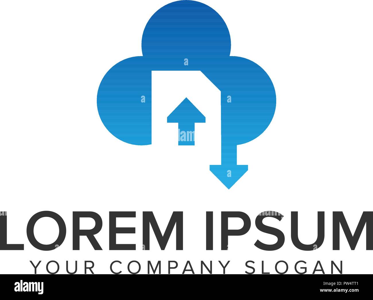 Cloud Dokument Download Logo hochladen Stock Vektor