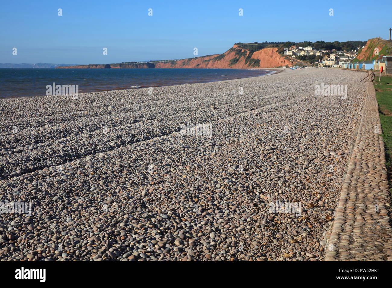 Budleigh Salterton Strandpromenade, East Devon, England, Großbritannien Stockfoto