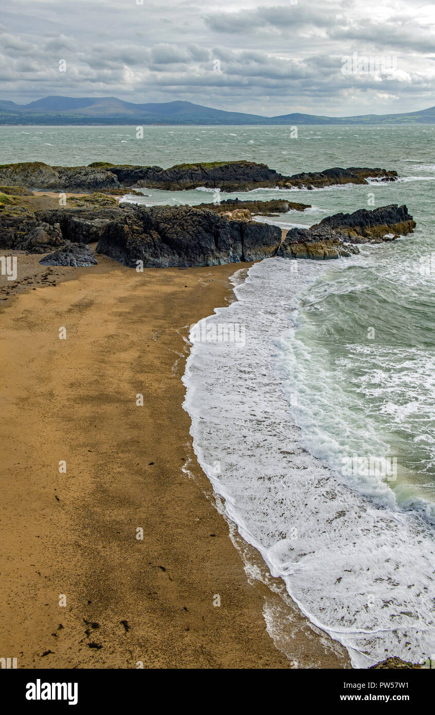 Strand an der Spitze des Angesey Llanddwyn Island North Wales Stockfoto