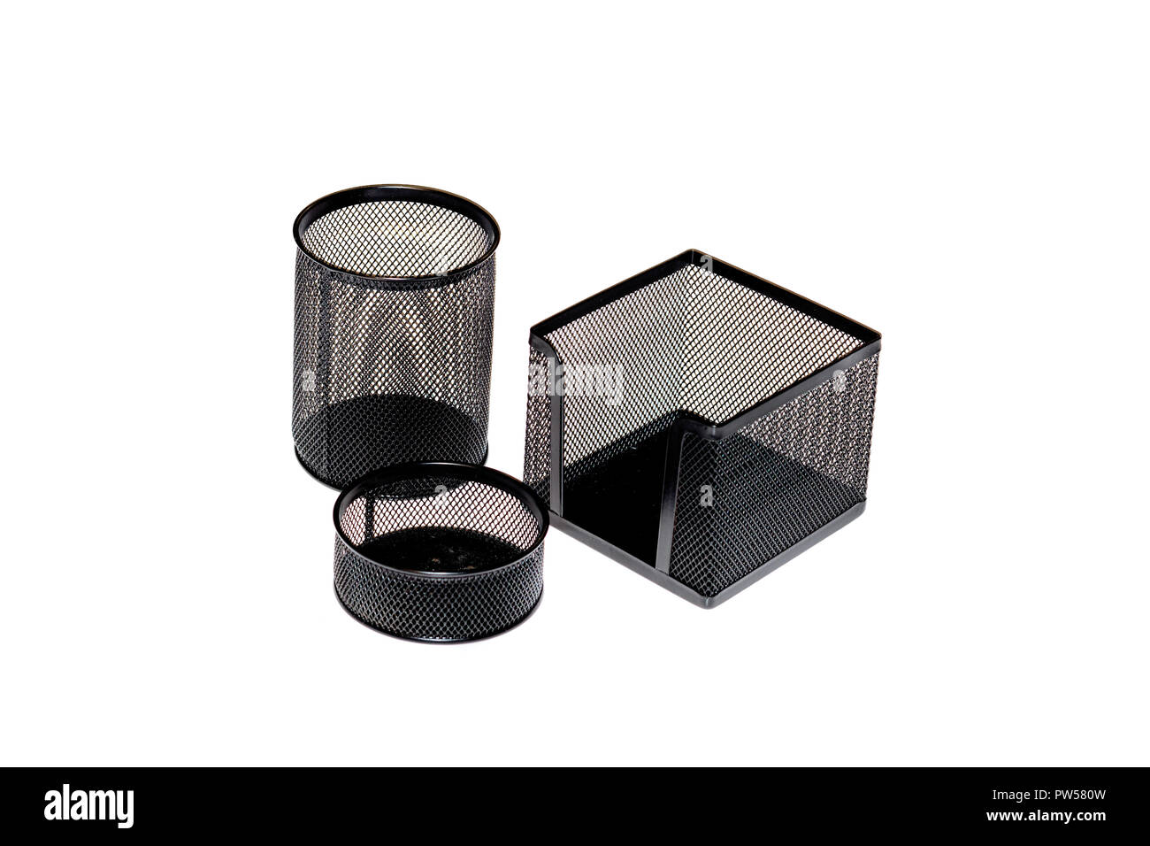 Drei Black Metal Funktionsträger, auf weißem Hintergrund Stockfoto