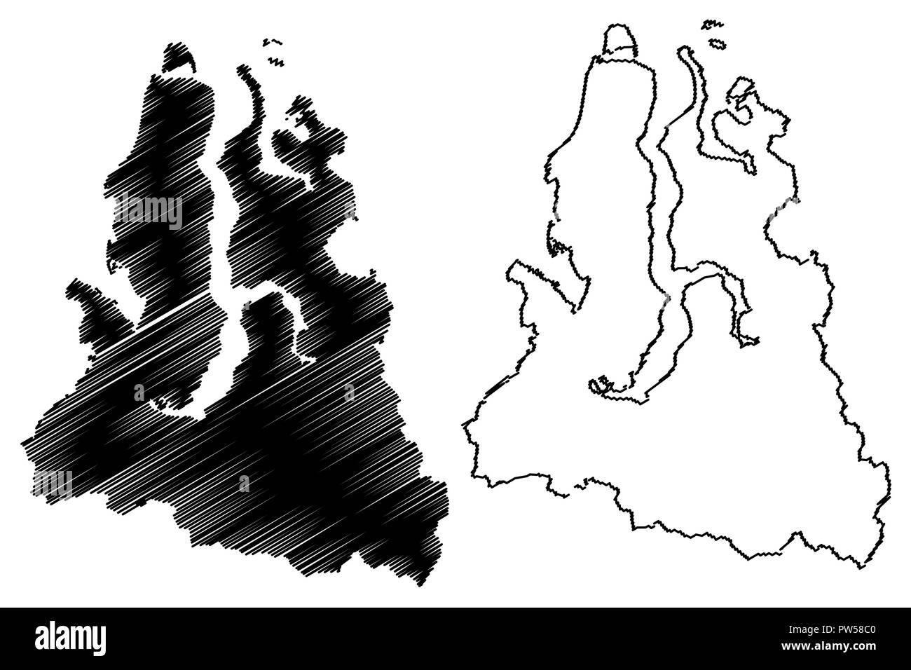Jamal-nenzen autonomen Okrug (Russland, Subjekte der Russischen Föderation, autonomen Okrug) Karte Vektor-illustration, kritzeln Skizze Jamal-nenzen Stock Vektor