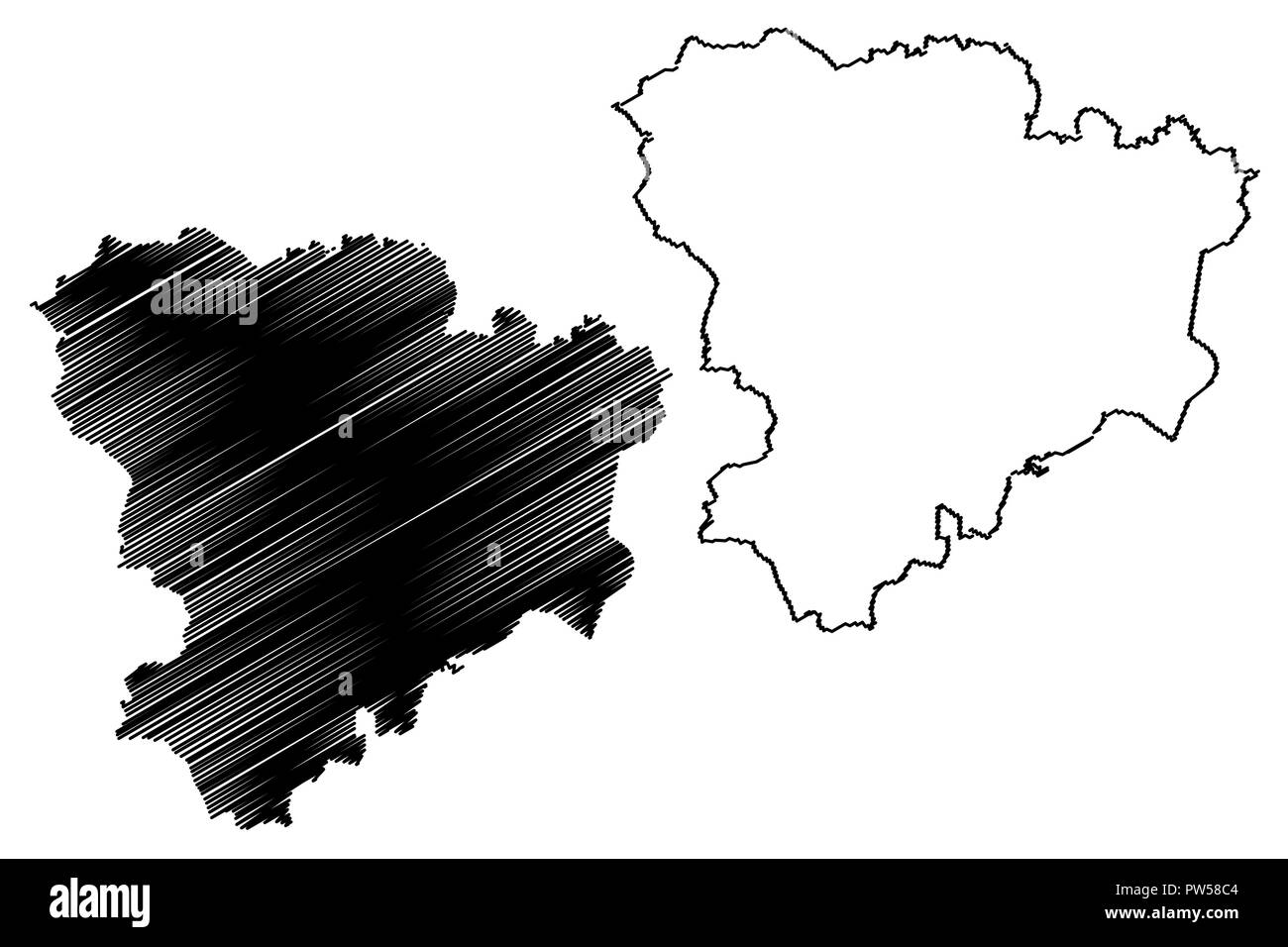 Oblast Wolgograd (Russland, Subjekte der Russischen Föderation, die oblaste Russlands) Karte Vektor-illustration, kritzeln Skizze Stalingrad Kaliningrad Karte anzeigen Stock Vektor