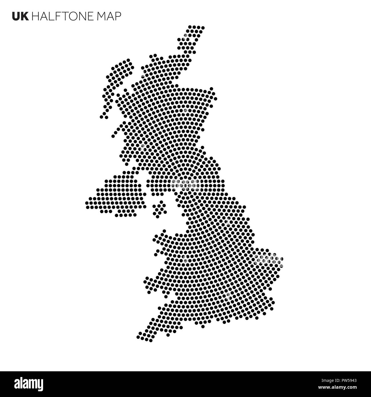 Vereinigtes Königreich Land Karte von radial Halbtonmuster gemacht Stock Vektor