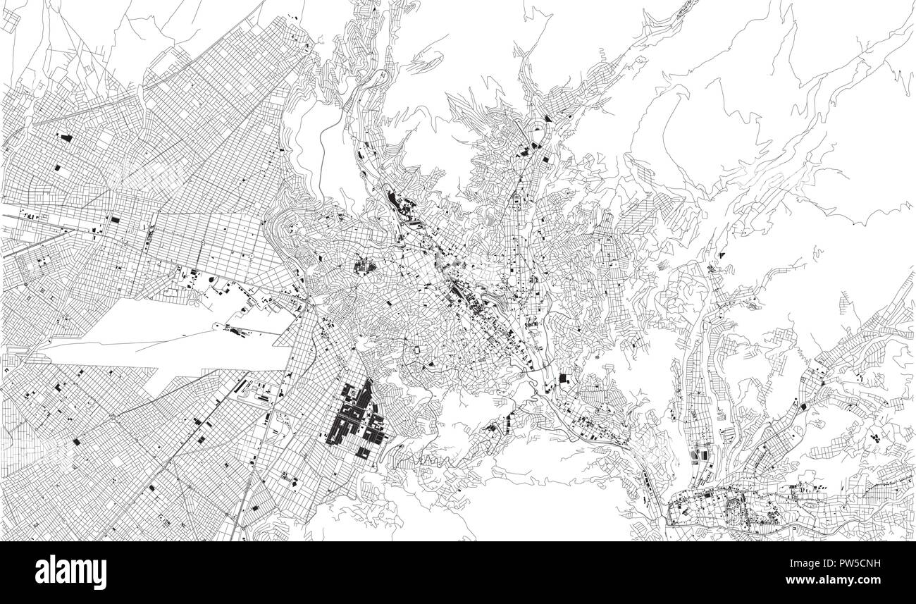 Satelliten Karte von La Paz, Bolivien Straßen der Stadt. Stadtplan, City Center. Südamerika Stock Vektor