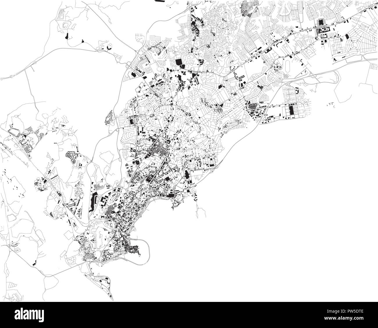 Satelliten Karte von Panama City, Panama, Straßen der Stadt. Stadtplan, City Center. Mittelamerika Stock Vektor