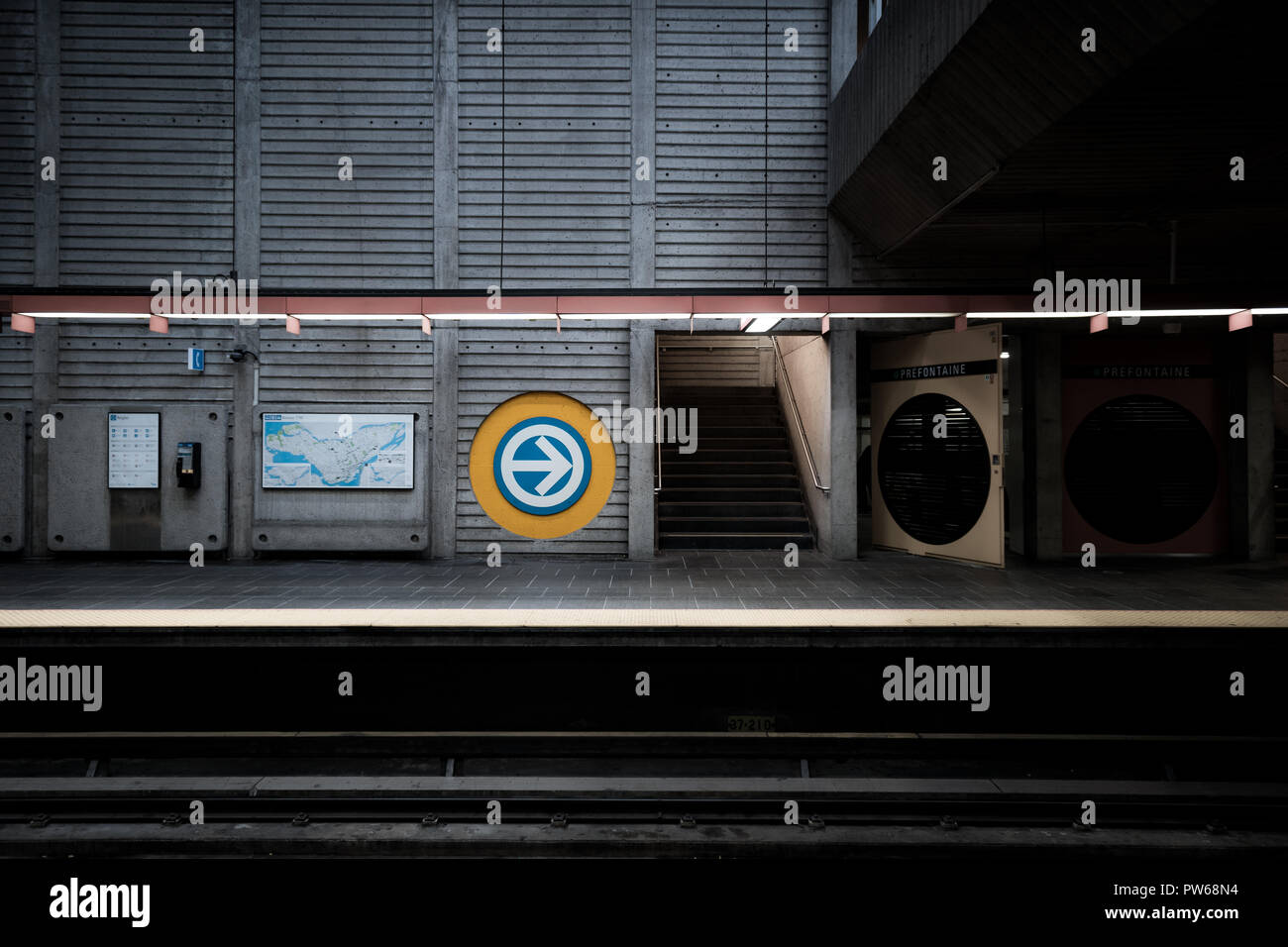 Plattform der Préfontaine Metrostation Montréal Stockfoto