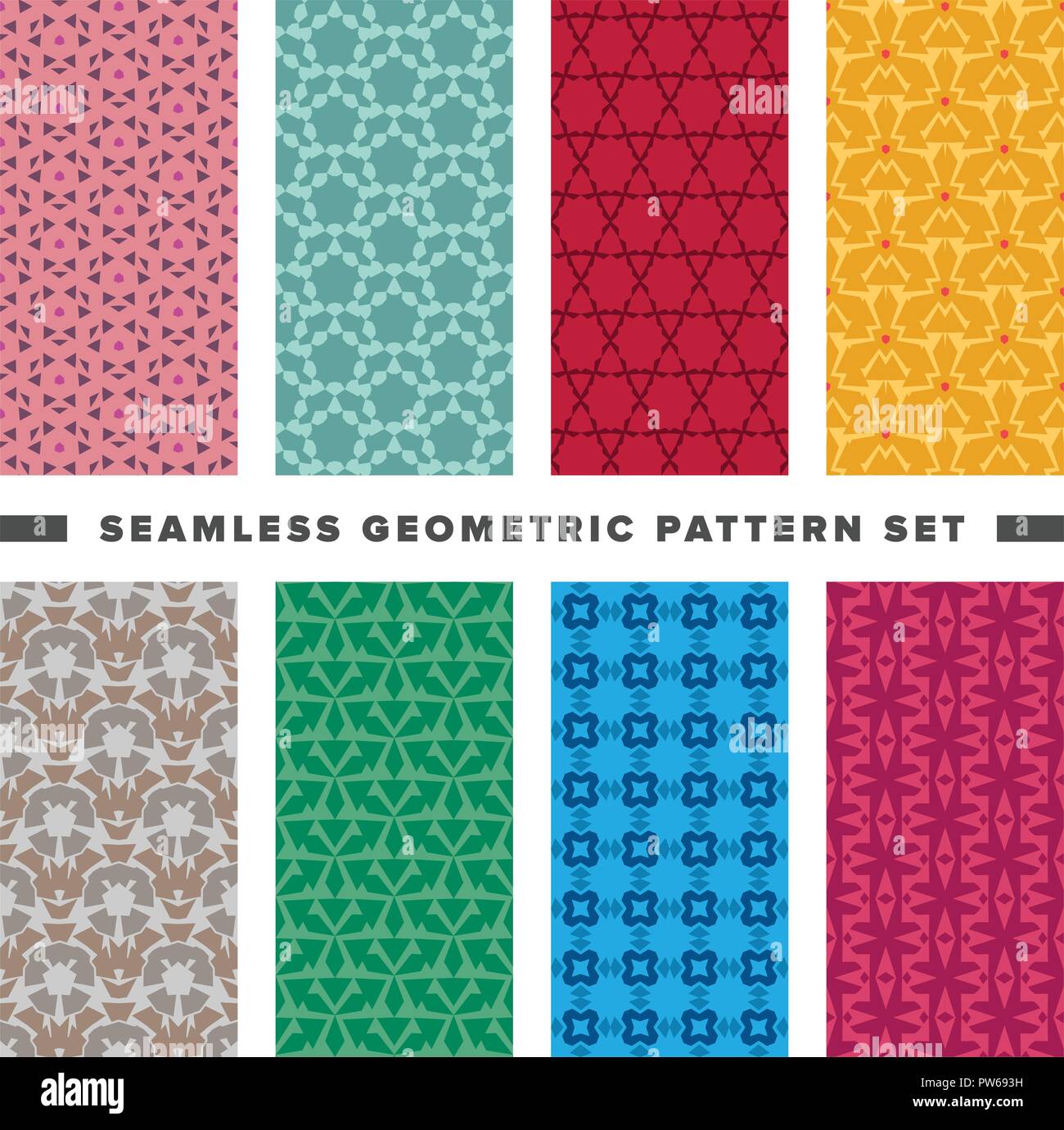 Satz von nahtlosen dekorativen geometrischen Formen Muster Stock Vektor