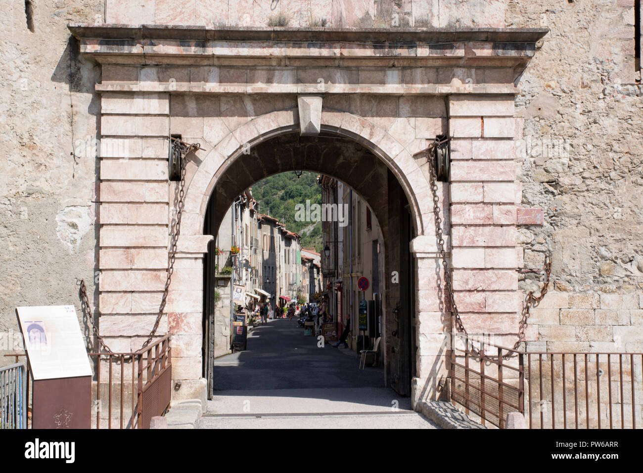 Villefranche-de-Conflent, Porte de'Espagne Stockfoto