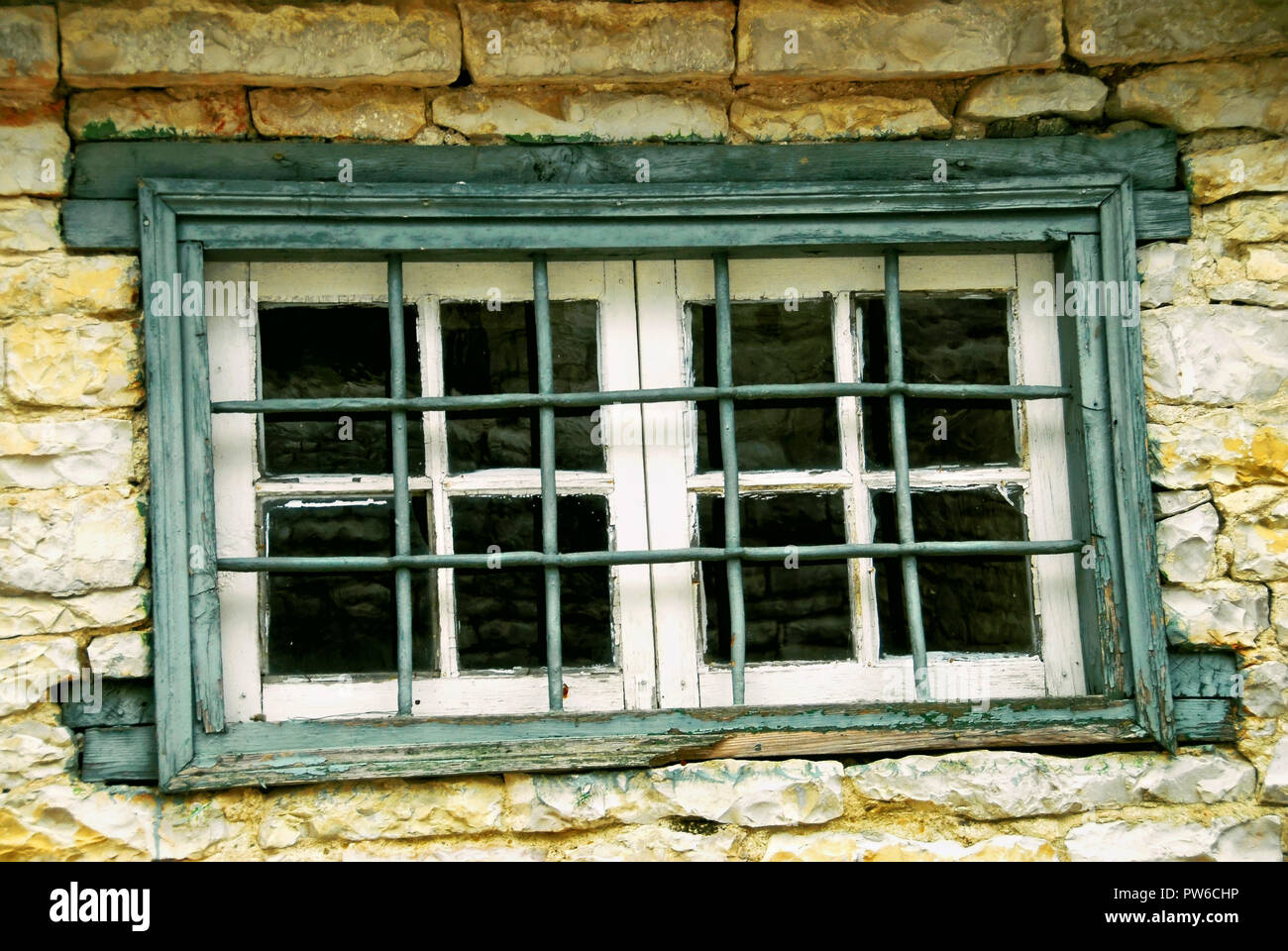 Fenster Sicherheit Bars, Region Epirus, Griechenland. Stockfoto