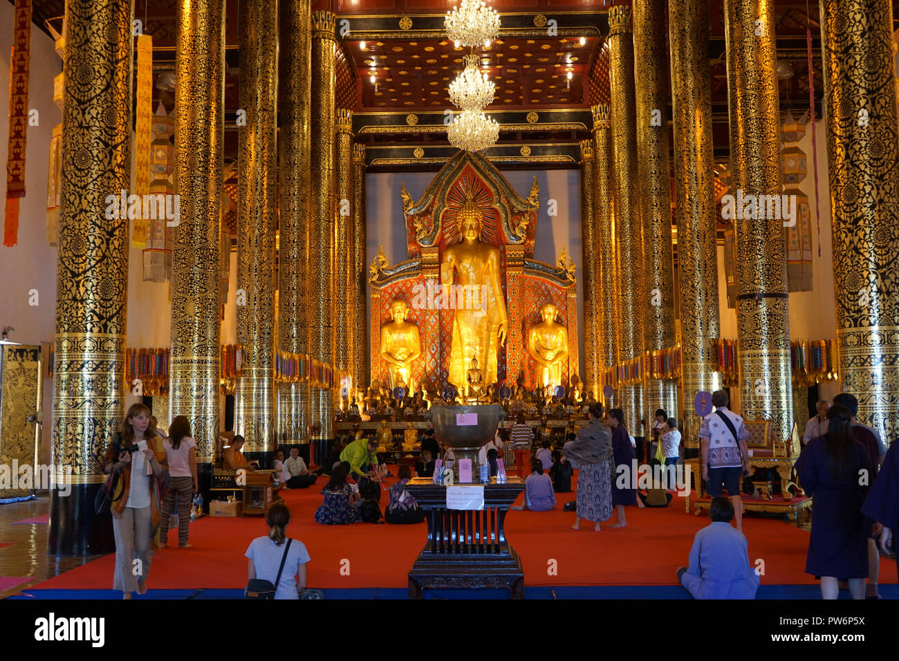 Viharn, Wat Chedi Luang, Chiang Mai, Thailand, Asien Stockfoto