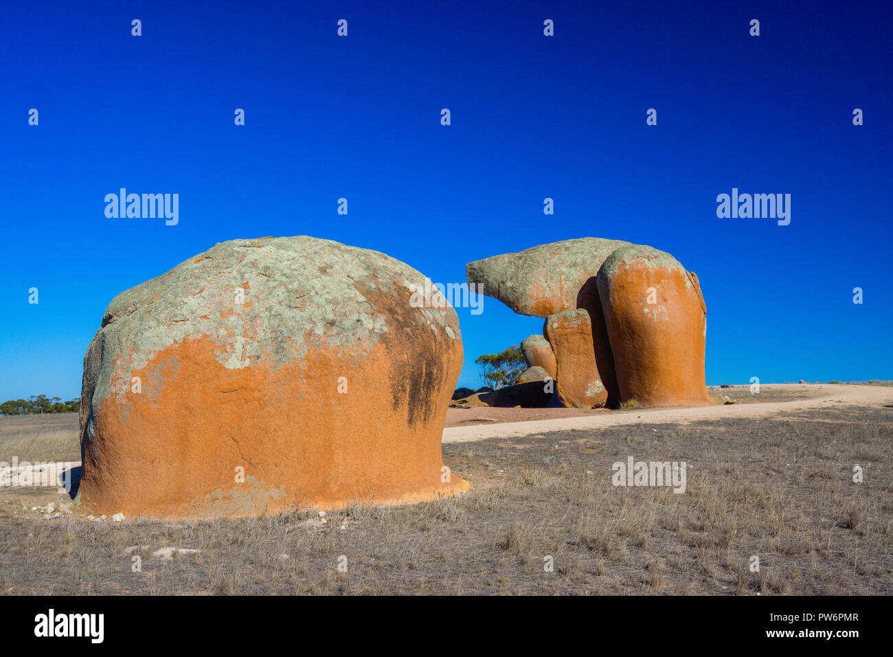 Murphy's Heuhaufen, eine Reihe von inselbergs von Hiltaba Granit in der Nähe von Streaky Bay Eyre Peninsula South Australia Stockfoto