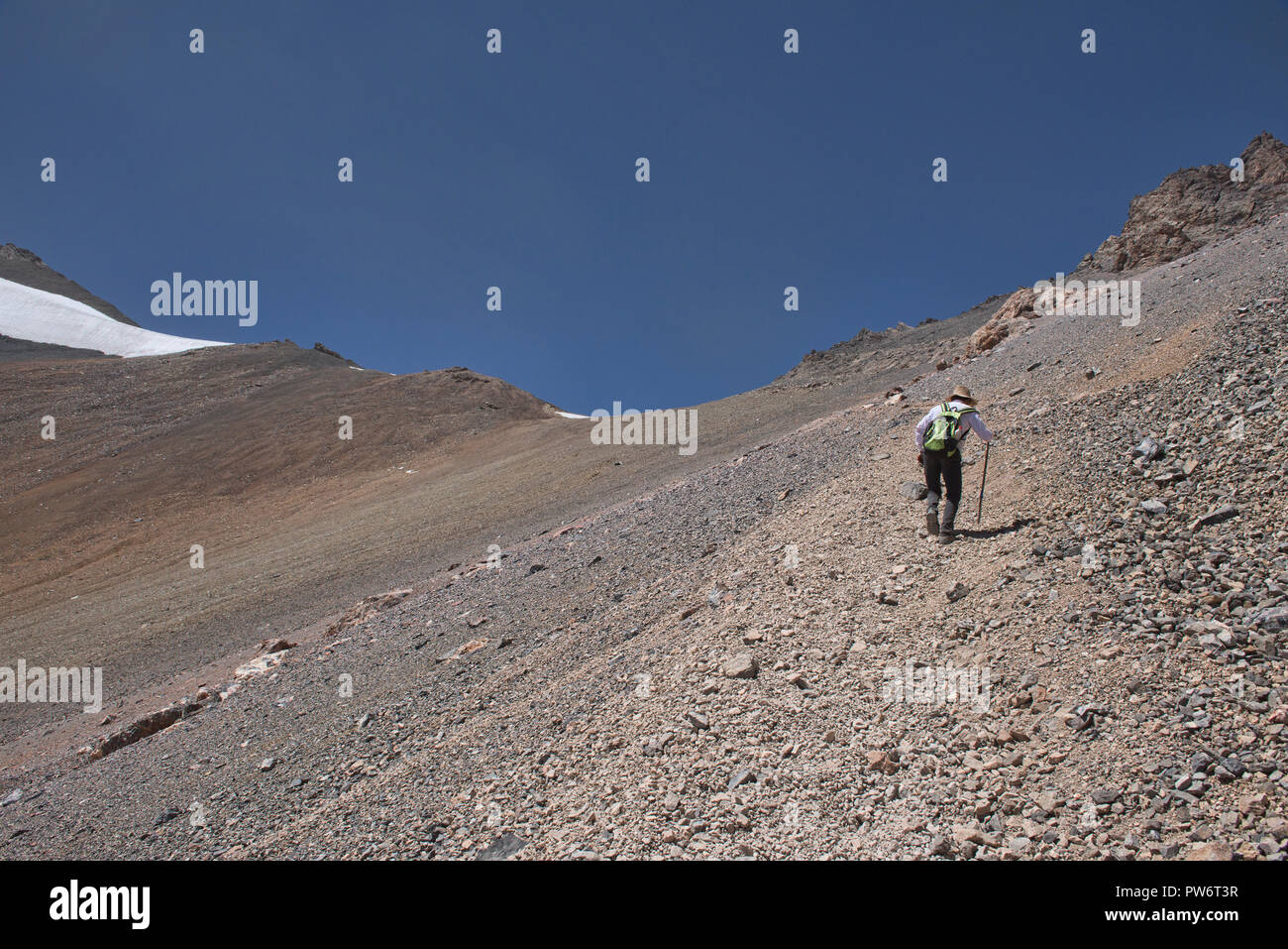 Aufsteigend die Chimtarga Pass, Fann Mountains, Tadschikistan. Stockfoto