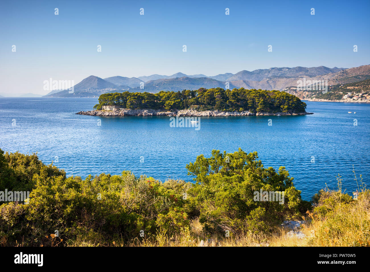 Insel Daksa in der Nähe von Dubrovnik und die Adria Küste in Kroatien, Europa Stockfoto