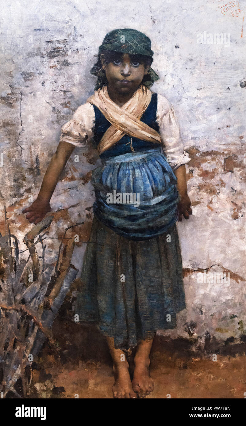 Müde (Blue) von Henrique Pousão (1859-1884), Öl auf Leinwand, 1882 Stockfoto