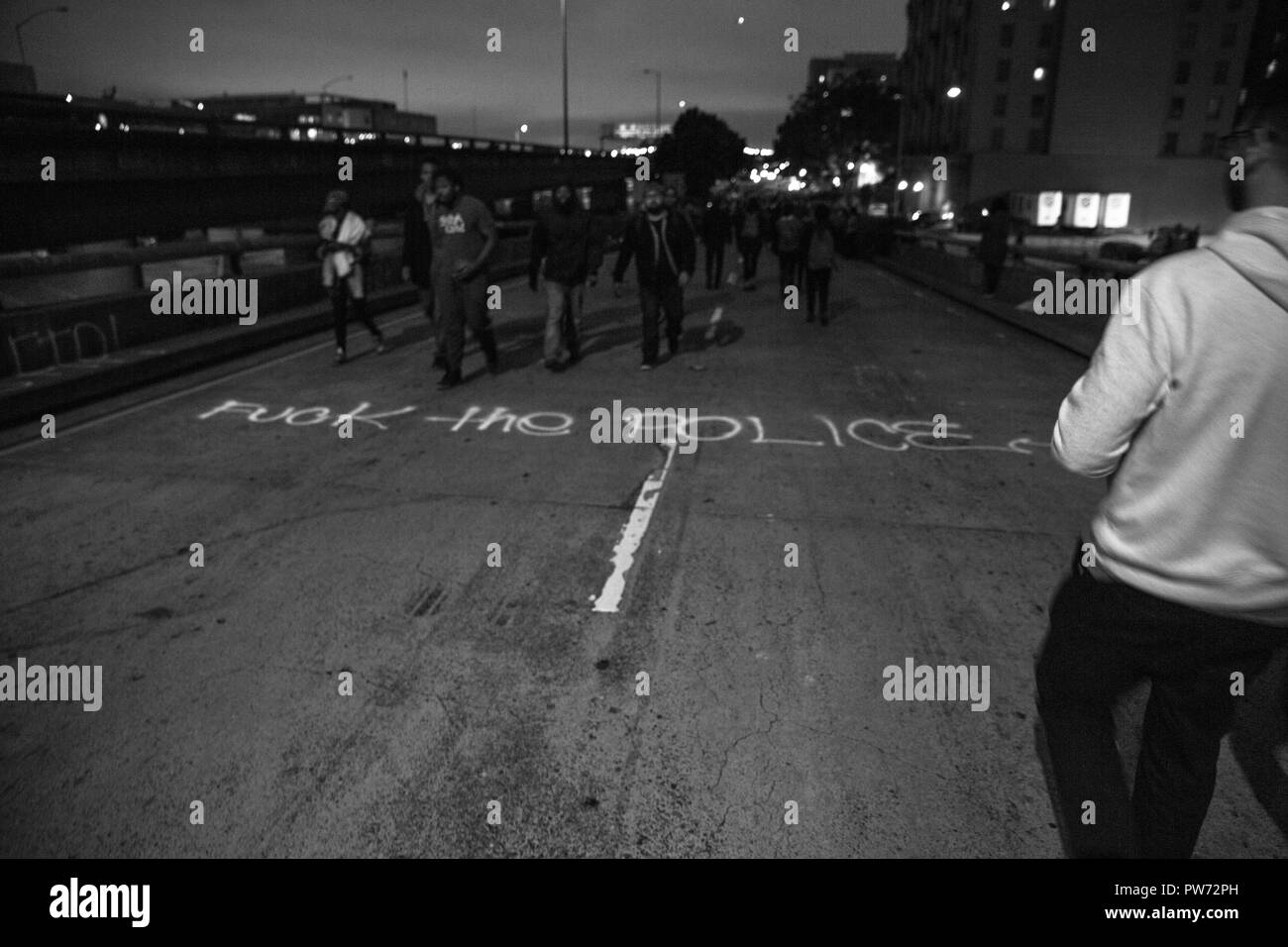 Schwarze Leben Angelegenheit Protest in Schwarz und Weiß, Oakland, Kalifornien, USA, 2016 Stockfoto