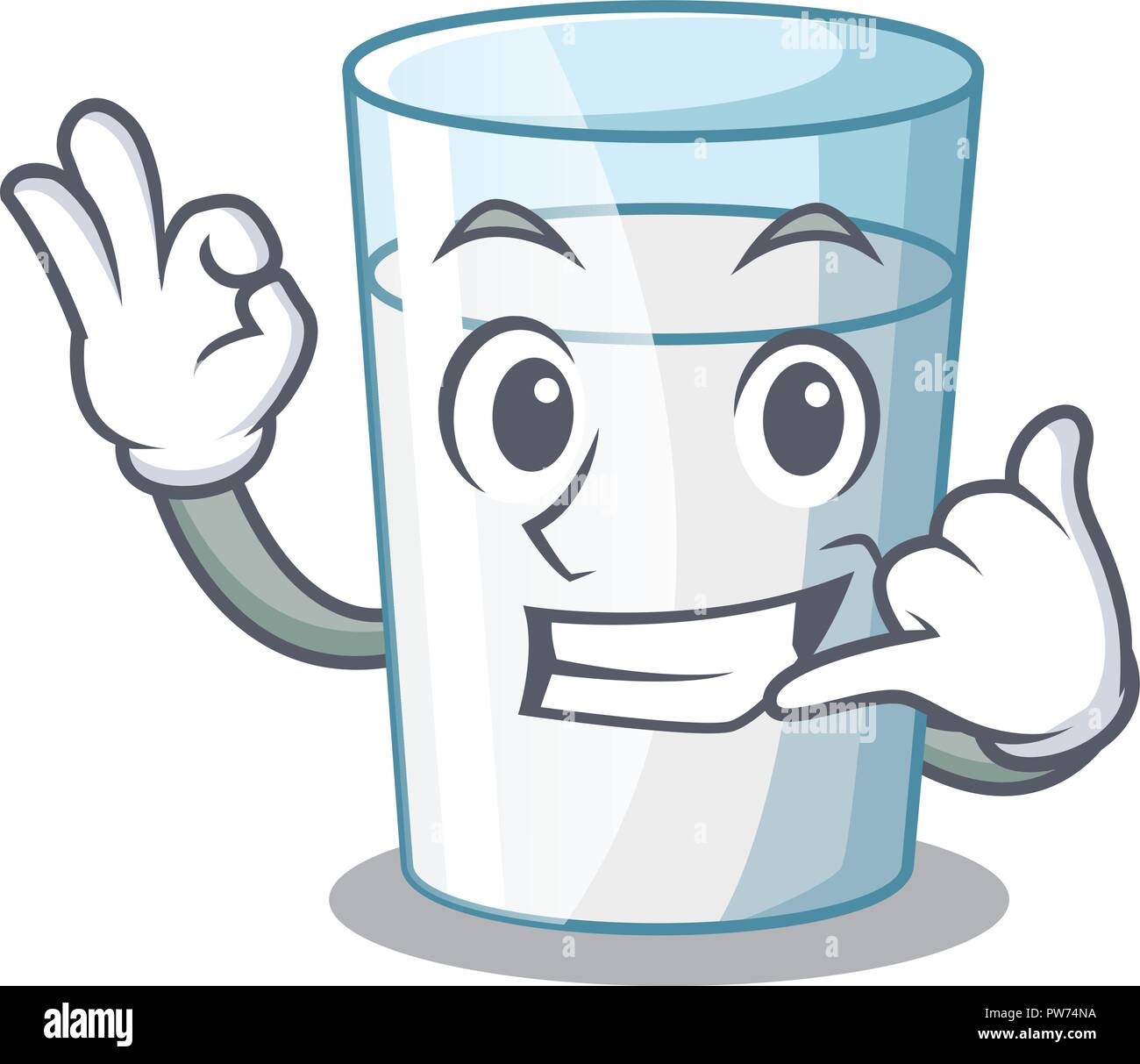 Rufen Sie mich an Cartoon süße Milch Glas für Frühstück Stock Vektor