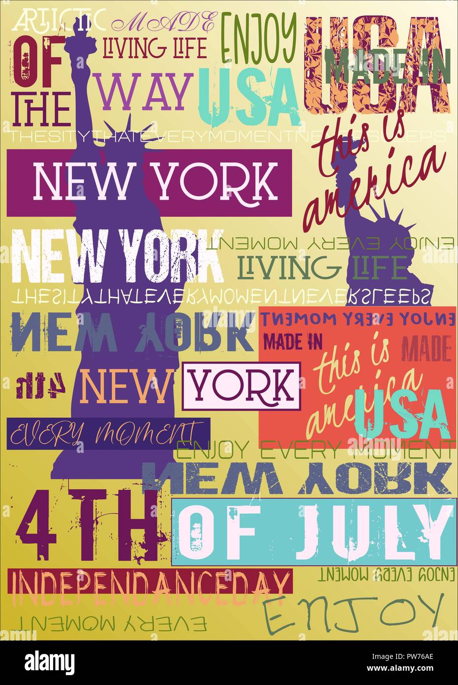 New York USA NEW YORK CITY Poster 4. Juli Ed Stock Vektor
