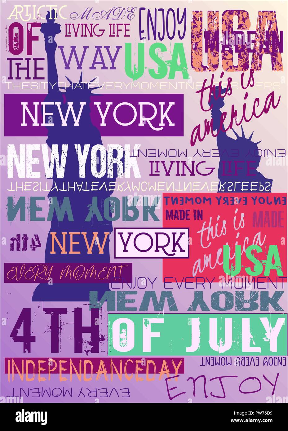 New York USA NEW YORK CITY Poster 4 Ausgabe Juli Stock Vektor