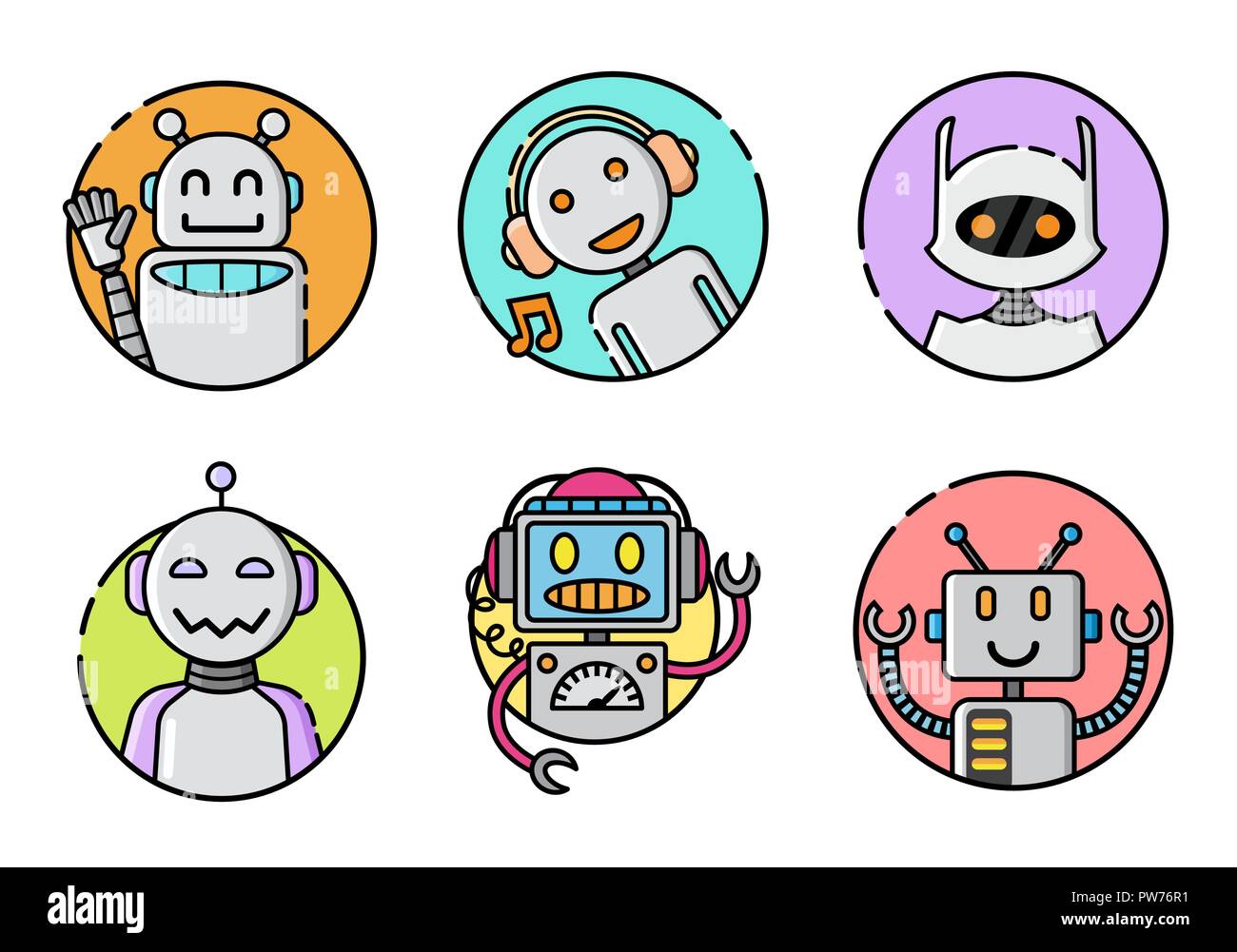 Der runde Roboter Symbol auf weißem Hintergrund Stock Vektor