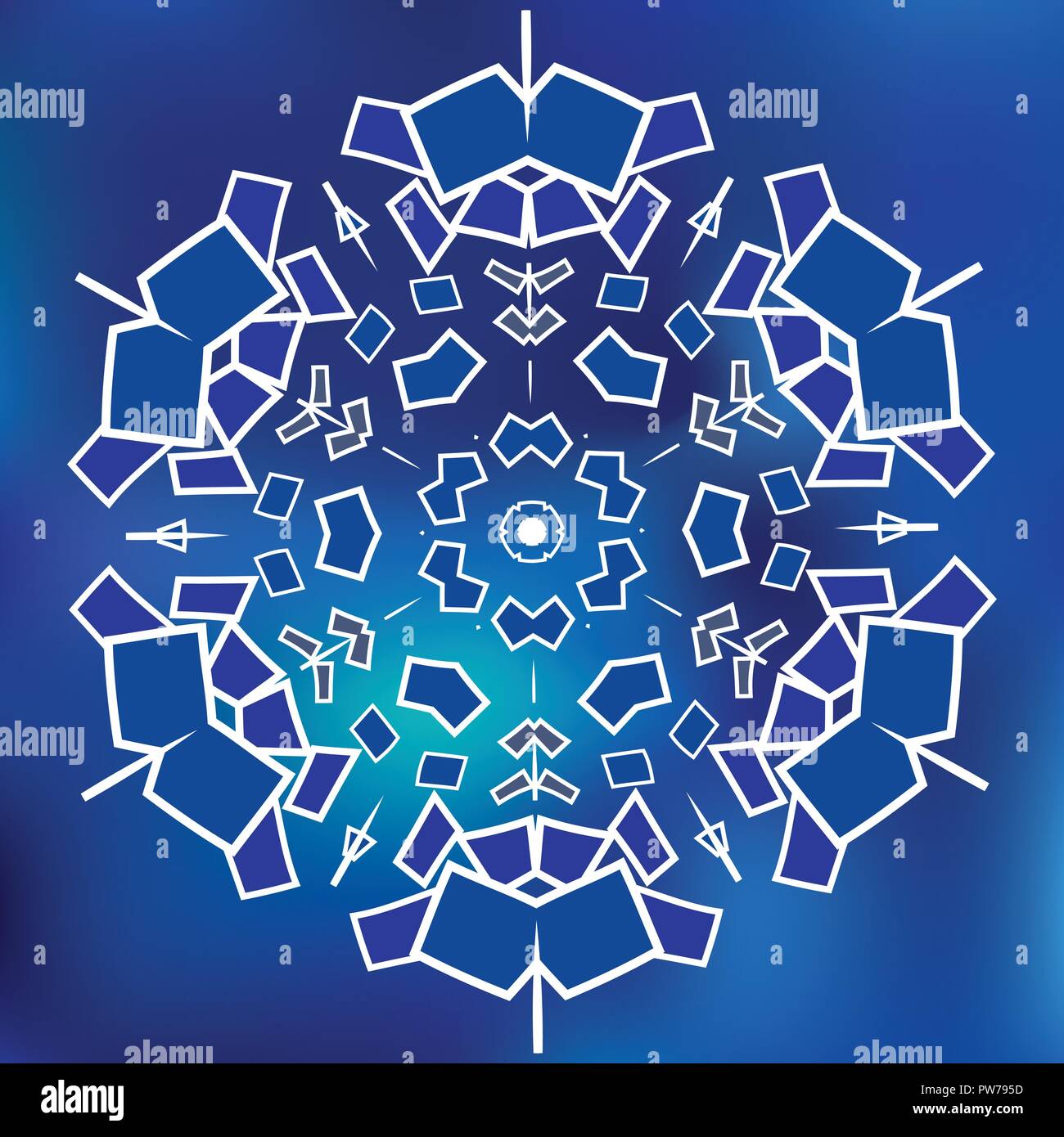 Blau Mosaik Hexagon Snowfkake vector Anmelden Verlaufshintergrund Stock Vektor
