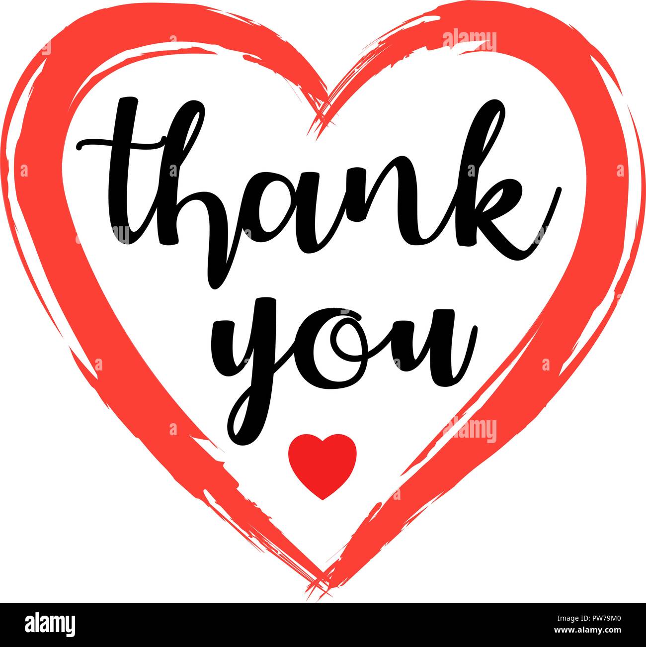 Hand Skizziert Danke Text Mit Herz In Flachem Design Schrift Und Typografie Stock Vektorgrafik Alamy
